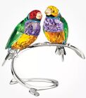 Swarovski Gouldian Finches Peridot Birds Silver Stand Crystal Figurine #1141675