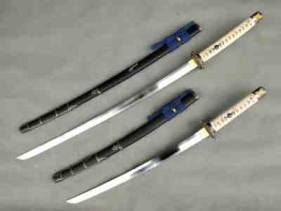 Top Clay Tempered T10 Handmade Japanese Samurai Set (Katana Wakizashi) Sharp