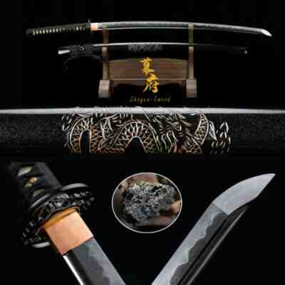 Top Tamahagane Steel Japanese Samurai Sword Clay Tempered Katana Full Tang Sharp