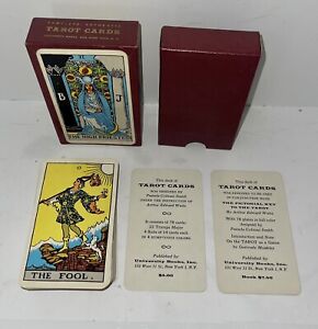 Vintage Rider Waite Tarot Card Deck University Books 1st Ed. Red Box Complete