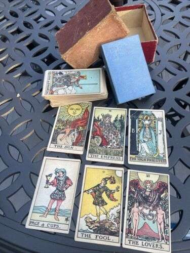 Vintage RARE 1920's Rider Waite Smith Tarot 78 Cards  Pam-D deck  w/  Book & Box