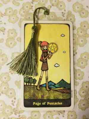 Page of Pentacles, Bookmark, Delos Tarot Deck Card, New, Gift, Rare, OOP, Oracle