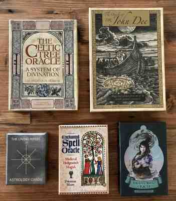 Lot of 5 Oracle Decks ~ Living Wheel Astrology, Celtic Tree, Raven's Wand...Good