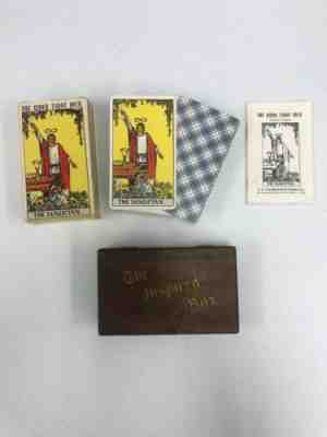 1971 Rider Waite Tarot Deck The MAGICIAN Switzerland complete 78 With Wood Box