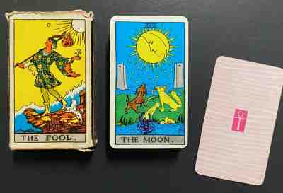 Vintage 1960s University Books Rider Waite Tarot Cards Deck Pink Ankh Backs