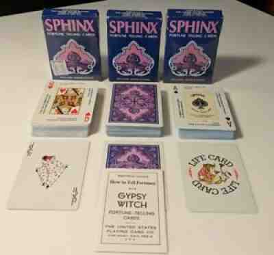 RARE! 3 VINTAGE SPHINX FORTUNE TELLING CARD DECKS US PLAYING CARD 