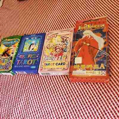 OOP & RARE Set of 4 anime manga style Tarot Decks, inu yasha, toei, korea 2000s