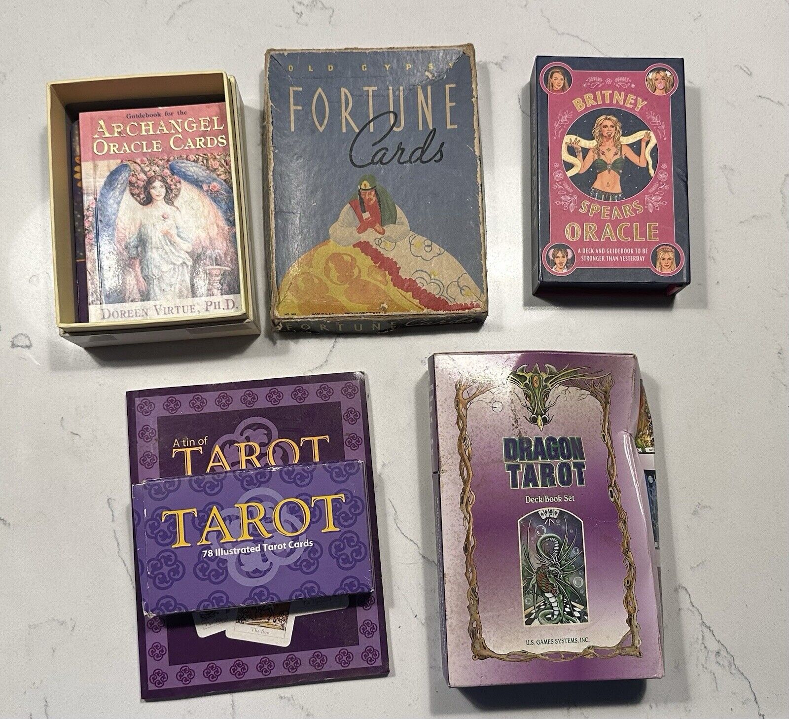5 Tarot Oracle Decks Damaged Or Incomplete AS IS READ DESCRIPTION