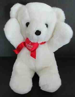 Vintage 1988 Dakin Cuddles Teddy Bear White Red Heart I Love You 14" Plush Toy