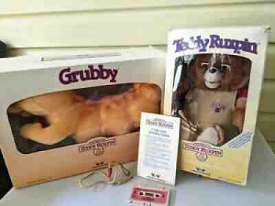 1st Generation Teddy Ruxpin & Grubby with Boxes/Cord SEE VIDEO **100% WORKS**