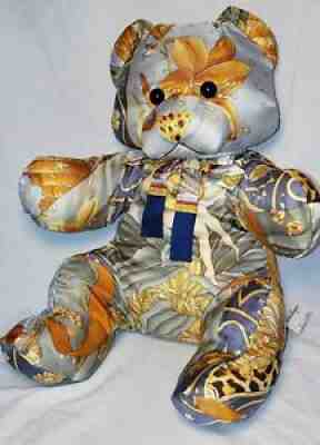 NWT VINTAGE SALVATORE FERRAGAMO SILK SCARF 18" TEDDY BEAR LEOPARD FAIRY LILY