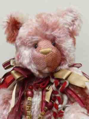 17" Mohair Bear Candy Cane by Jacquelyn Melerski of Gilmur Rudley Teddy Bears