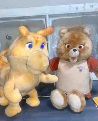 1st Gen Teddy Ruxpin + Grubby with Boxes Books Tapes Outfit Cord 100% Working