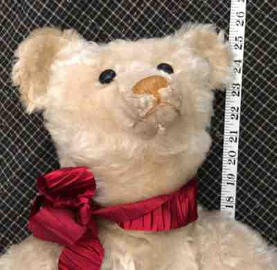 25â?ANTIQUE WHITE STEIFF TEDDY BEAR 1907-08 STEIFF BLOCK LETTER BUTTON