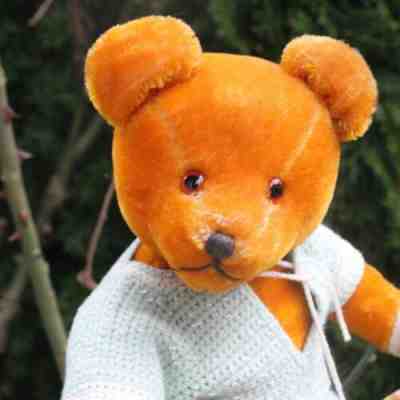 Rare antique Hermann Teddy Bear30s curry colored Mohair Fur & Steiff Dog Ours