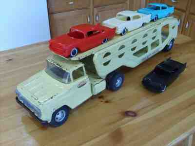 1959 TONKA TOYS TONKA  MOTOR TRANSPORT  WITH "57 CHEVY CARS AND RAMP    