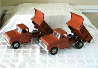 2- 1960 TONKA  HYDRAULIC WORKING DUMP TRUCKS- ORG- PARTS- REPAINTED- VINTAGE TOY