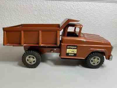 Tonka Toys 1960's Vintage Brown Hydraulic Dump Truck Pressed Steel