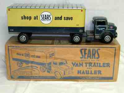 MARX LUMAR SEARS ROEBUCK TRACTOR TRAILER-MINT IN BOX--1950'S