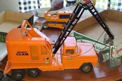 Rare 1964 orange tonka clamshell crane truck