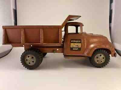 Vintage 1961 Tonka Toys Hydraulic Dump Truck Pressed Steel Bronze Copper Brown