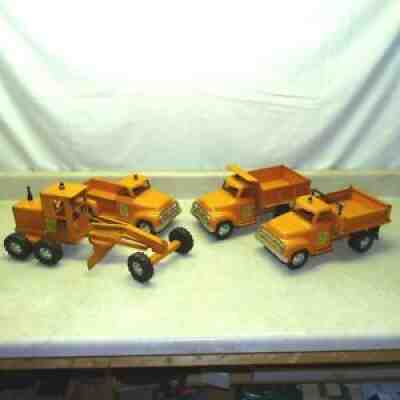 Vintage Tonka Orange State Hi Way Dept. Set, B-208, Pressed Steel (4) Pieces