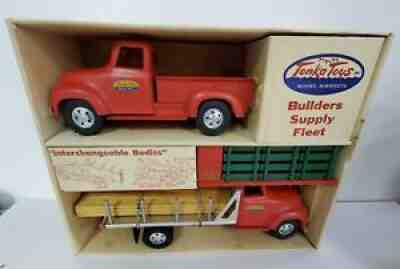 B336 STUNNING MINTY 1955 TONKA PRESSED STEEL 875-6 BUILDER'S SUPPLY FLEET SET