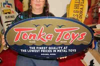 Tonka Toys Tractor Car Truck Toy Store Farm Gas Oil 24" Embossed Metal Sign