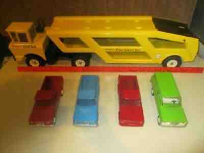 Mighty Tonka car carrier/hauler w/vintage jeeps, classic GC