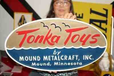 Rare Vintage 1960's Tonka Toys Tractor Truck Toy Farm 23" Embossed Sign NICE
