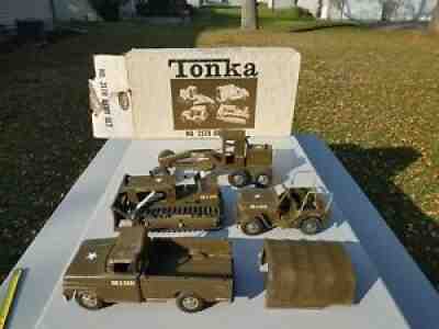 Vintage 1960s Tonka Military Army Set #2170 & Box Truck Jeep Bulldozer Grader