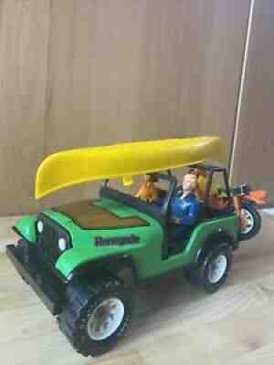 Vintage TONKA OUTDOOR ADVENTURE SET with JEEP, CANOE, DIRT BIKE, & TWO FIGURES