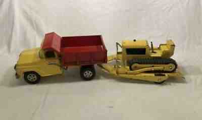 1961 Tonka Grading Service Set Dump Truck, Dozer, Tilt Bed Trailer Original Cond