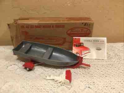 Vintage Unused 1950â??s Tonka Fishing Boat W/Motor & Trailer Combo-In Original Box