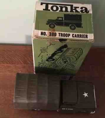 1960's Tonka Army Truck GR 2-2431 Military Steel Toy Truck With Benches & Box