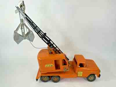 Estate Fresh TONKA RARE 1961 STATE HIGHWAY CLAMSHELL CRANE TRUCK Orange