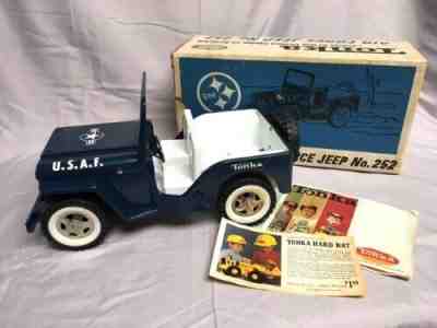 1960â??s TONKA AIR FORCE JEEP #252 w/ Box & Extras USAF Old Toy 10 1/2" Military