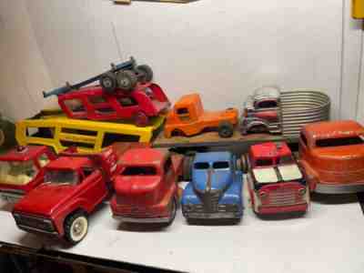 Smith Miller , Tonka, Structo, Marx, Ertl . Pressed steel trucks & trailers 12pc