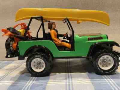 TONKA Jeep CJ7 Explorer SET TRAILBIKE, CANOE, 2 action figures, Excellent 10"
