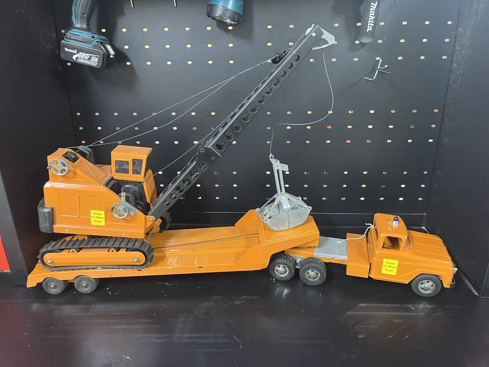 Tonka  State Hi-Way Dept Semi and Lowboy - Custom With Clamshell