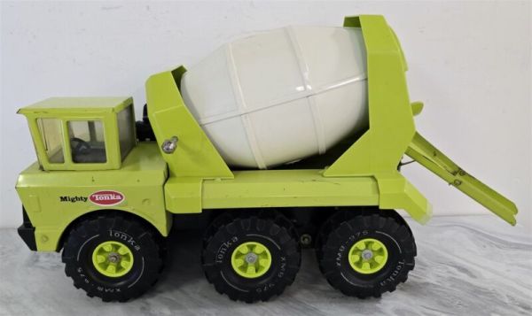 A-34 VINTAGE 70'S TONKA PRESSED STEEL YELLOW GREEN MIGHTY TONKA CEMENT MIXER
