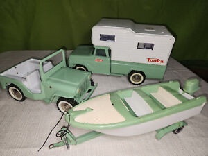 1960s Tonka Camper Jeep Boat w Trailer