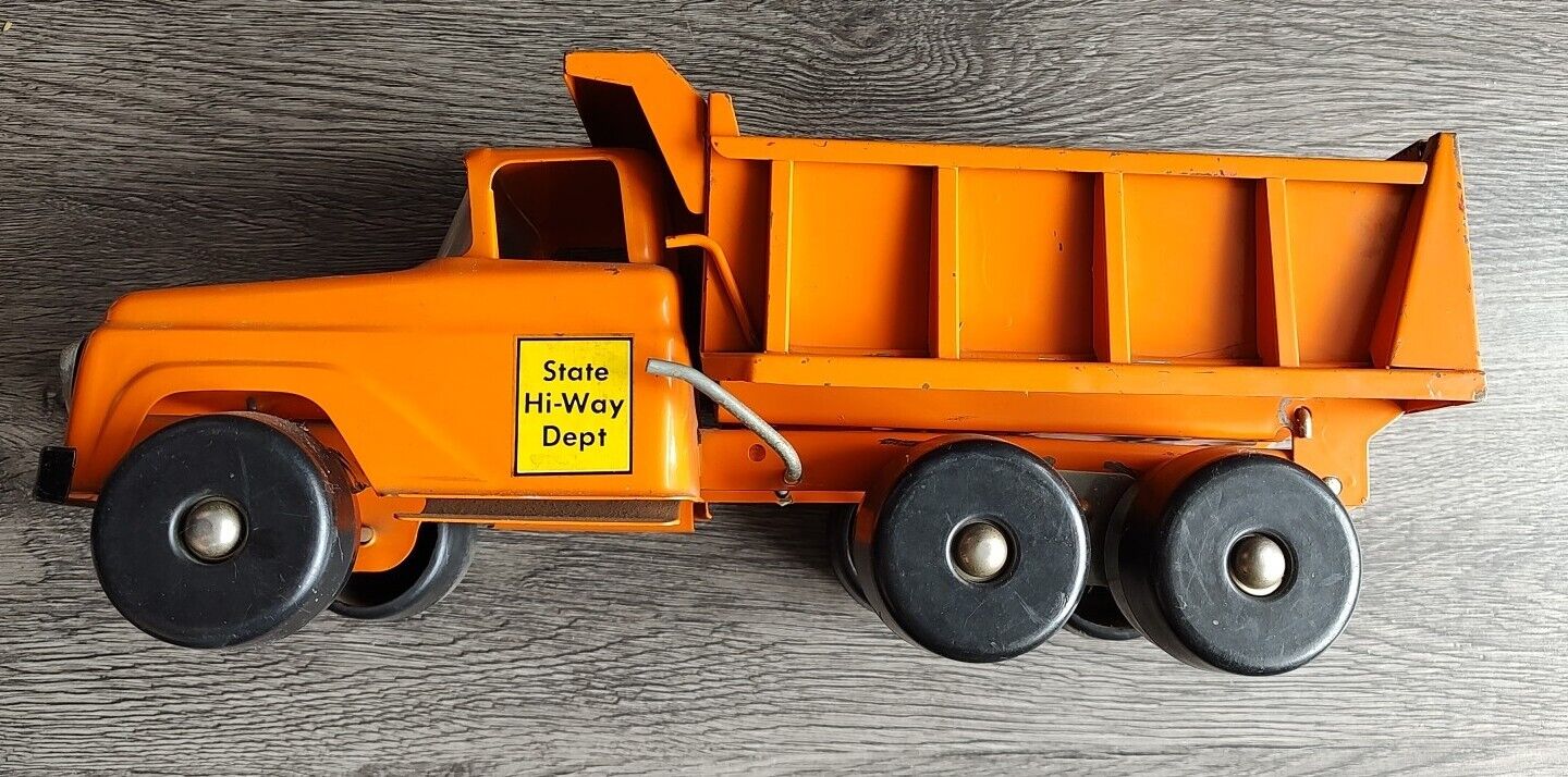 1959 Tonka Land Rover #42 HTF Model State Hi-way Dept Orange Dump Truck Wow!