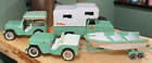 1963 Tonka Outdoor Living Set #2140 Ford Camper, 2 Surrey Jeeps, Boat & Trailer