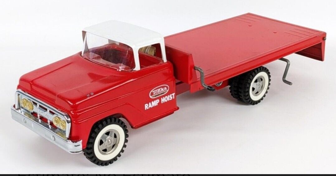 Rare Vintage 1960's Tonka Toys Ramp Hoist Flatbed Tow Truck - Restored
