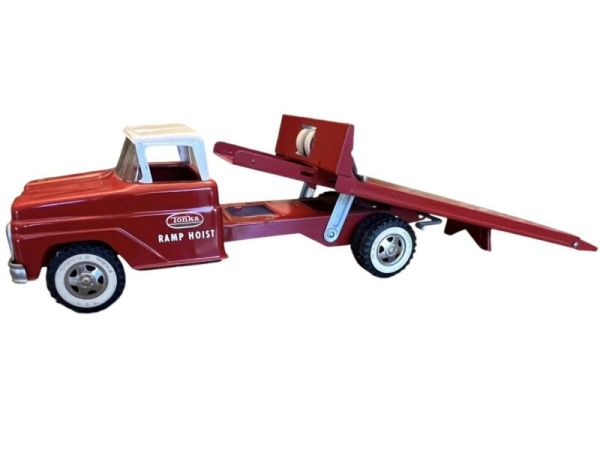 Vintage 1960's Tonka Toys Ramp Hoist Flatbed Tow Truck - Clean & Original!!