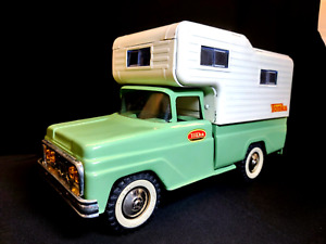 Vintage 1963 Tonka Pressed Steel Light Green Camper Pickup Truck, VGUC!