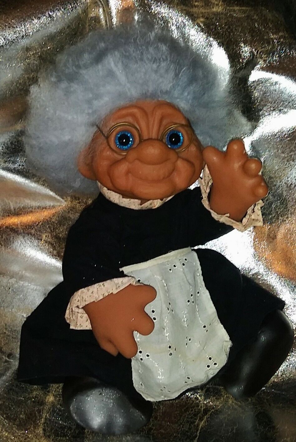Dam Troll Grandma New Sheephair Blue Sparkle Eyes Original dress Beautiful Rare