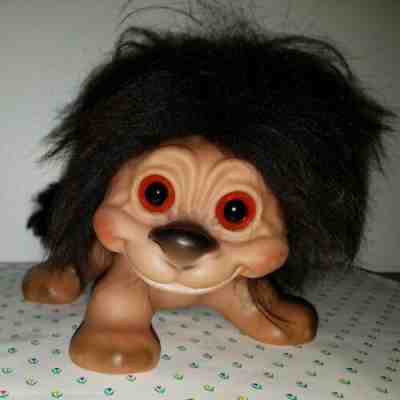 Rare 1960's 5" Vintage Thomas Dam Euro Gjol Large Lion Troll Doll Big Hair EUC