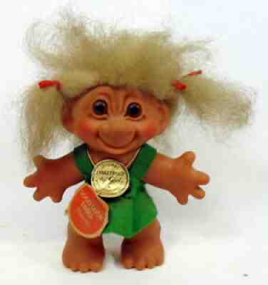 Rare Vintage 1961 Thomas Dam 6" Lykketrold Gjol Girl Troll Doll With Tags